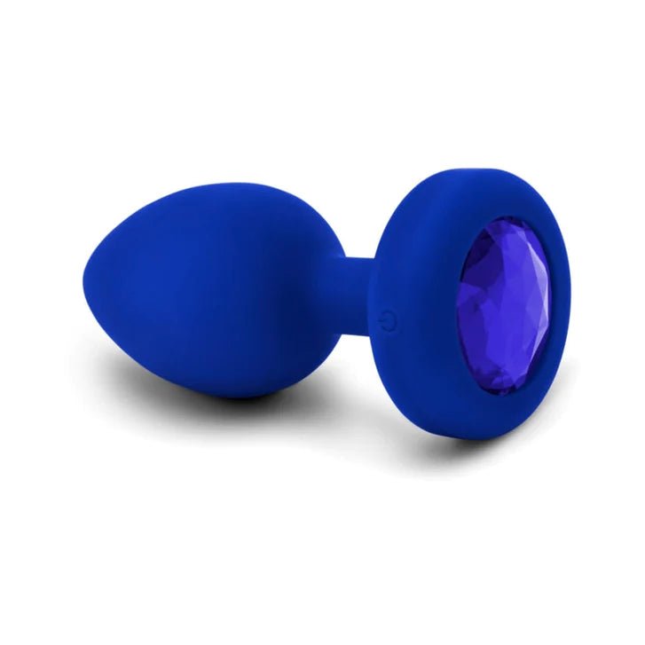 CB - X - b - Vibe Silicone Vibrating Blue Sapphire Jewel Butt Plug L/XL