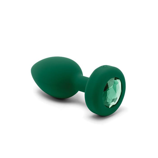 b-Vibe Silicone Vibrating Emerald Green Jewel Butt Plug M/L