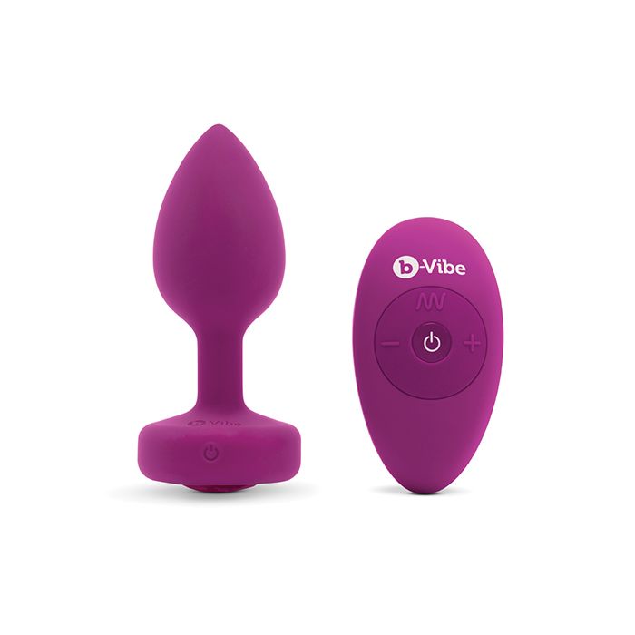 b-Vibe Silicone Vibrating Pink Ruby Jewel Butt Plug S/M