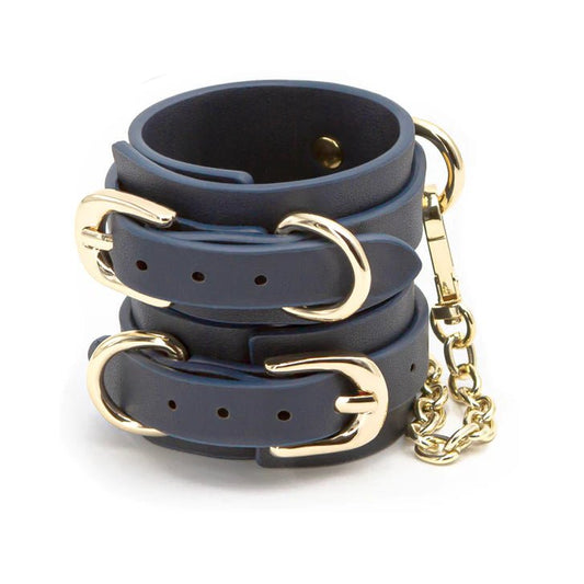 Bondage Couture Blue Vegan Leather Wrist Cuffs