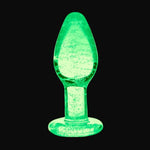 CB - X - Booty Sparks Small 2.9" Glow - in - the - Dark Glass Anal Plug