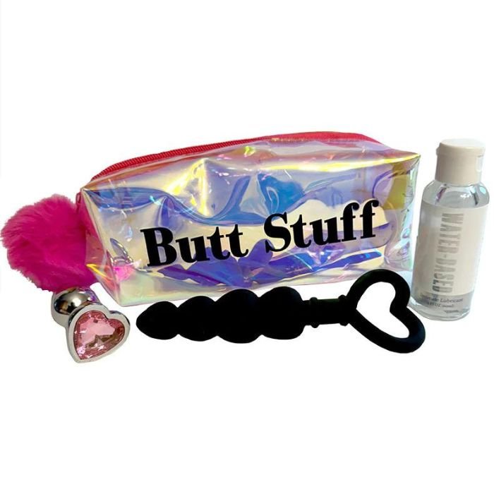 Butt Stuff Holographic Pouch with 3-Piece Anal Play Kit