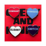 CB - X - Kinky Dom/sub Heart Enamel Pins - Set of 4