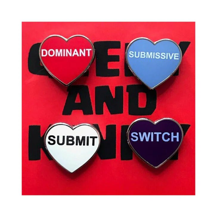 CB - X - Kinky Dom/sub Heart Enamel Pins - Set of 4