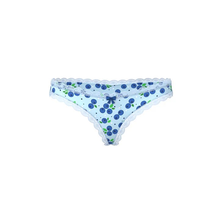 CB - X - Magic Silk Sweet Treats Blueberry Print Crotchless Thong Panties