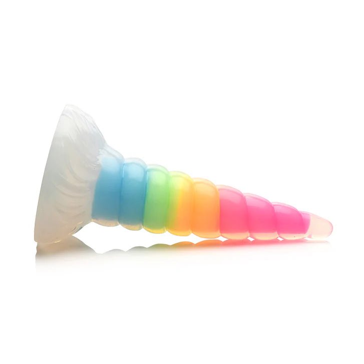 CB - X - Creature Cocks Rainbow Unicorn Glow - in - the - Dark Silicone Dildo