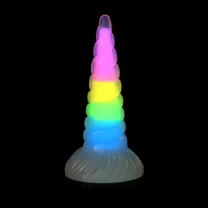 CB - X - Creature Cocks Rainbow Unicorn Glow - in - the - Dark Silicone Dildo