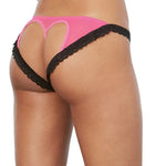 CB - X - Dreamgirl Open - Back Heart Panty with Lace Ruffle Trim - Hot Pink/Black