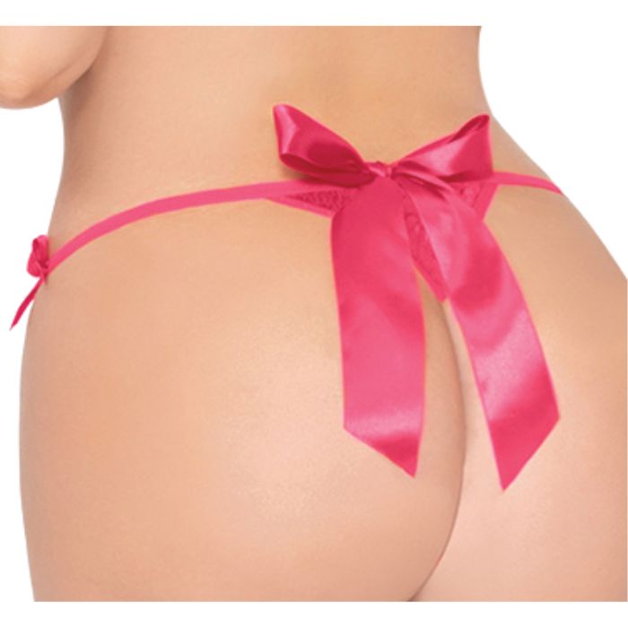 Hot Pink Lace Plus Size Open Crotch G-string Thong CB-X Hot Pink Lace Plus Size Open Crotch G-string Thong CB-X