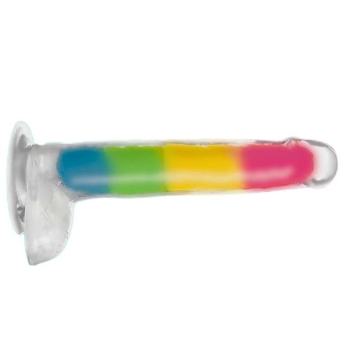CB - X - Lollicock 7" Rainbow Glow - in - the - Dark Silicone Dildo
