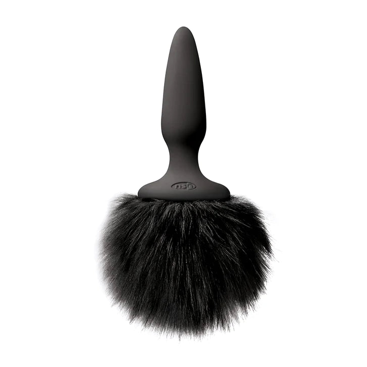 CB - X - NS Novelties Bunny Tails Mini Fur Silicone Butt Plug - Black