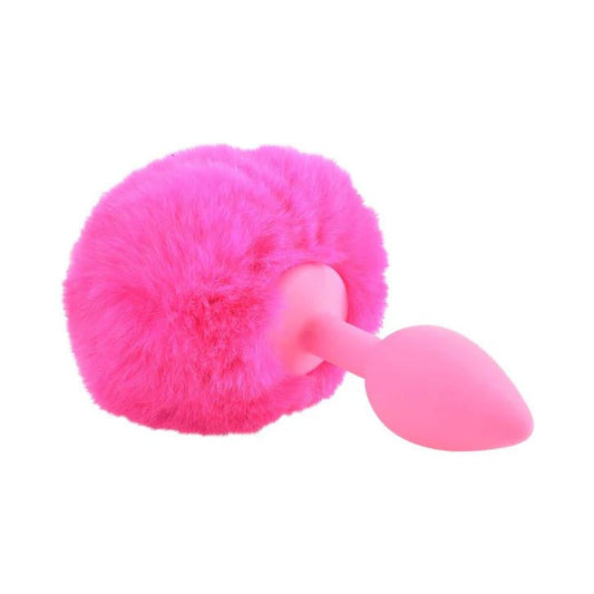 Pipedream Bunny Tail Silicone Butt Plug 5" - Neon Pink