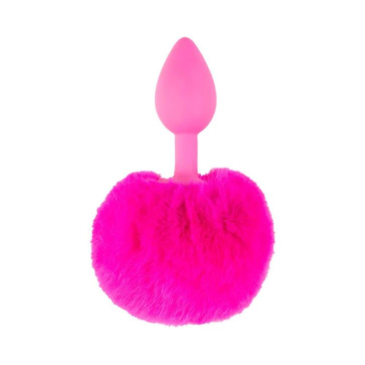 CB - X - Pipedream Bunny Tail Silicone Butt Plug 5" - Neon Pink