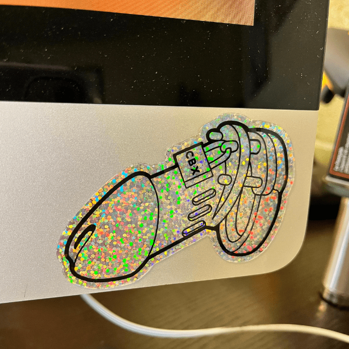 glitter cb-6000 sticker on computer