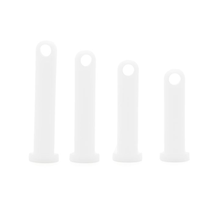 set of 4 white locking pins in 4 sizes