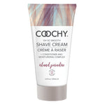 3.4 oz Coochy Shave Cream Island Paradise squeeze bottle with iridescent design and black text