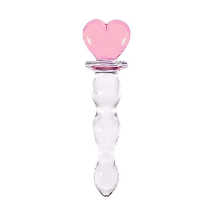 Heart of glass textured glass dildo