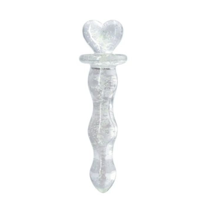 Firefly Heart-A-Glow Glass Dildo - Glow-In-The-Dark