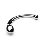 Le Wand Hoop Stainless Steel curved Dildo with one large bulbous end and one smaller round bulbous end.