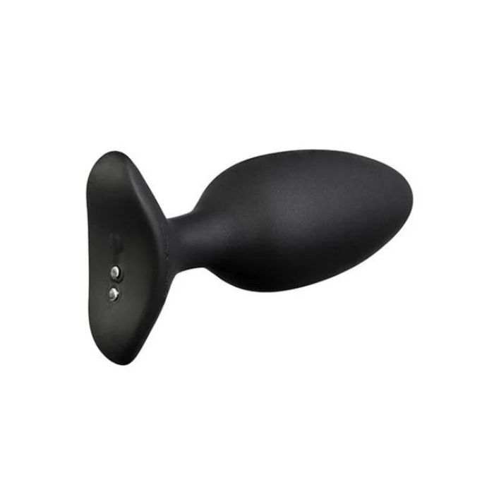 laying down side view Lovense 1 inch Hush 2 App Control black Vibrating Butt Plug