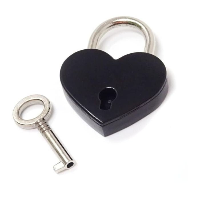 Mini Heart Padlock - Black