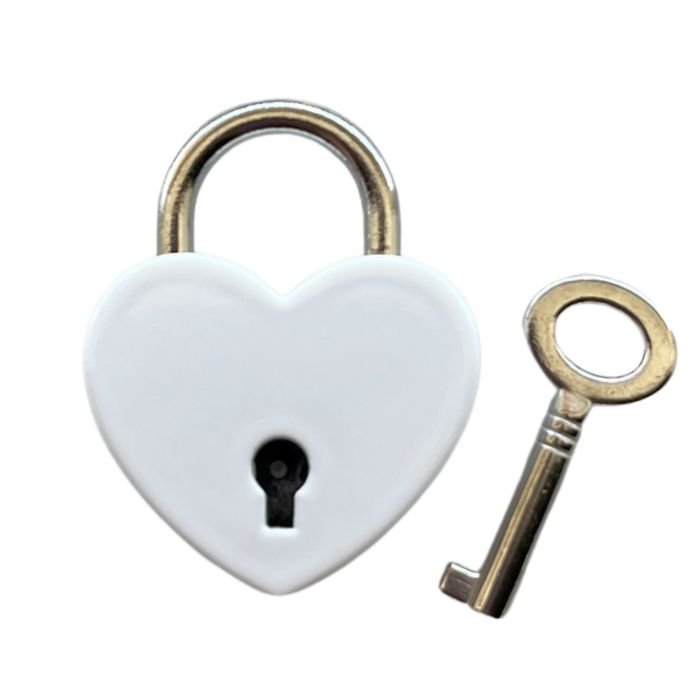 Mini Heart Padlock - White