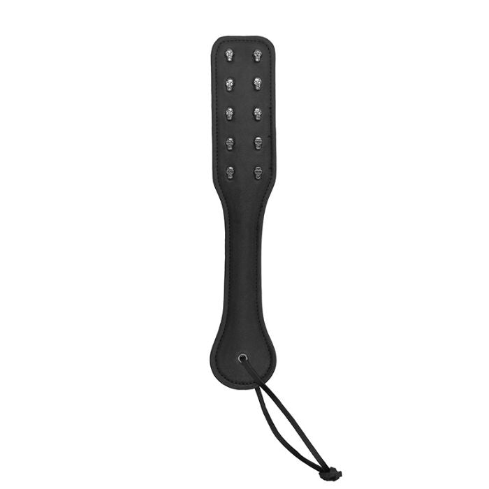 black leather Skulls & Bones Skull-Patterned Paddle