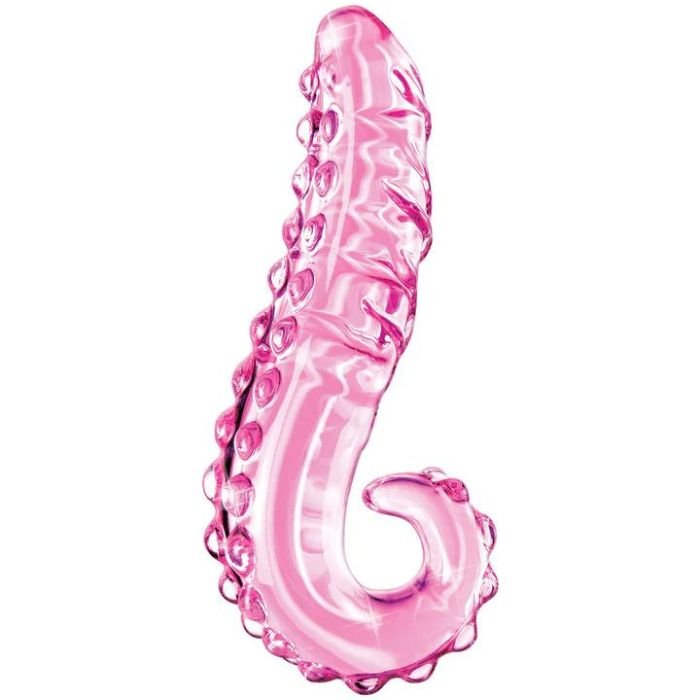 Pink Glass Textured Tentacle Dildo