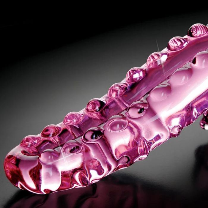 Pink Glass Textured Tentacle Dildo