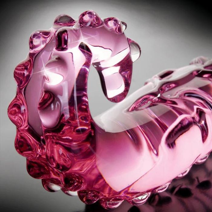 Pink Glass Textured Tentacle Dildo