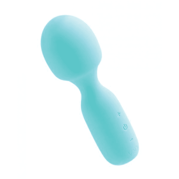 side angled view VeDO Wini teal silicone Mini Wand