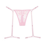 CB - X - Allure Adore Say It Lace Thong with Garters - One Size Fits Most