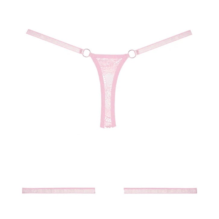 CB - X - Allure Adore Say It Lace Thong with Garters - One Size Fits Most