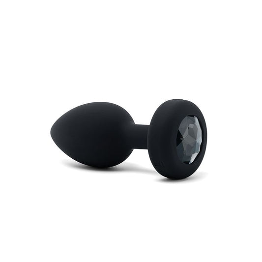 b-Vibe Silicone Vibrating Black Diamond Jewel Butt Plug - Two Sizes