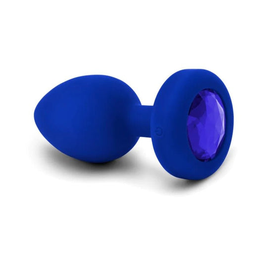 b-Vibe Silicone Vibrating Blue Sapphire Jewel Butt Plug L/XL
