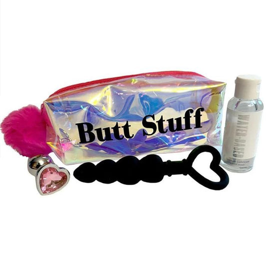 Butt Stuff Holographic Pouch with 3-Piece Anal Play Kit