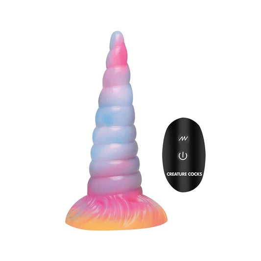 CB - X - Creature Cocks 7.7" Glow - in - the - Dark Unicorn Vibrating Dildo