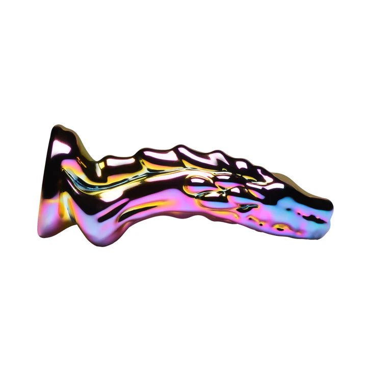 CB - X - Creature Cocks Metallic Dragon 6" Textured Glass Dildo