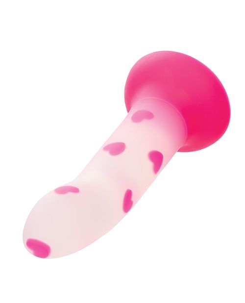 CB - X - Glow Stick Pink Heart 6.5" Suction Cup Glow - in - the - Dark Dildo