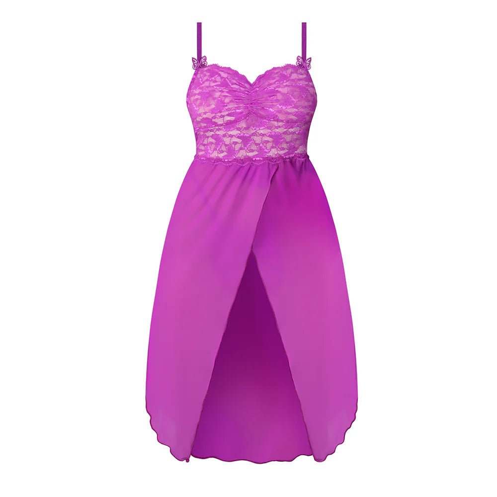 CB - X - Magic Silk Butterfly Fantasies Neon Purple Gown & Thong Set