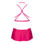 CB - X - Magic Silk Pink Kink Chest Harness with Choker and Open Crotch Skirt Panty