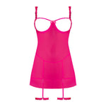 CB - X - Magic Silk Pink Kink Cupless Babydoll, Harness Panty, and Garters