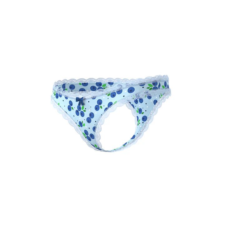 CB - X - Magic Silk Sweet Treats Blueberry Print Crotchless Thong Panties