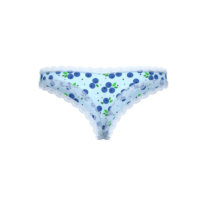 CB - X - Magic Silk Sweet Treats Blueberry Print Crotchless Thong Panties