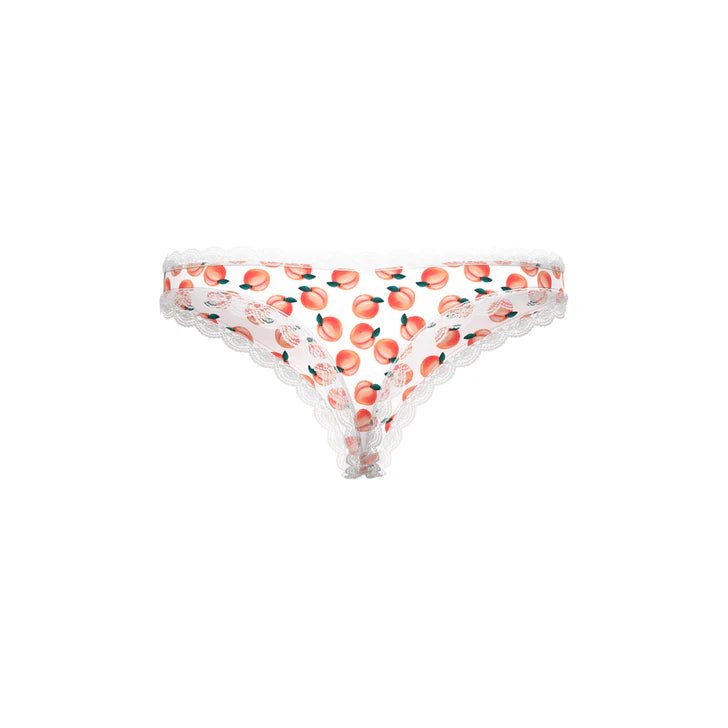 CB - X - Magic Silk Sweet Treats Peach Print Crotchless Thong Panties
