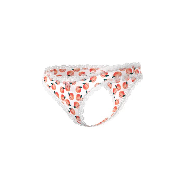 CB - X - Magic Silk Sweet Treats Peach Print Crotchless Thong Panties