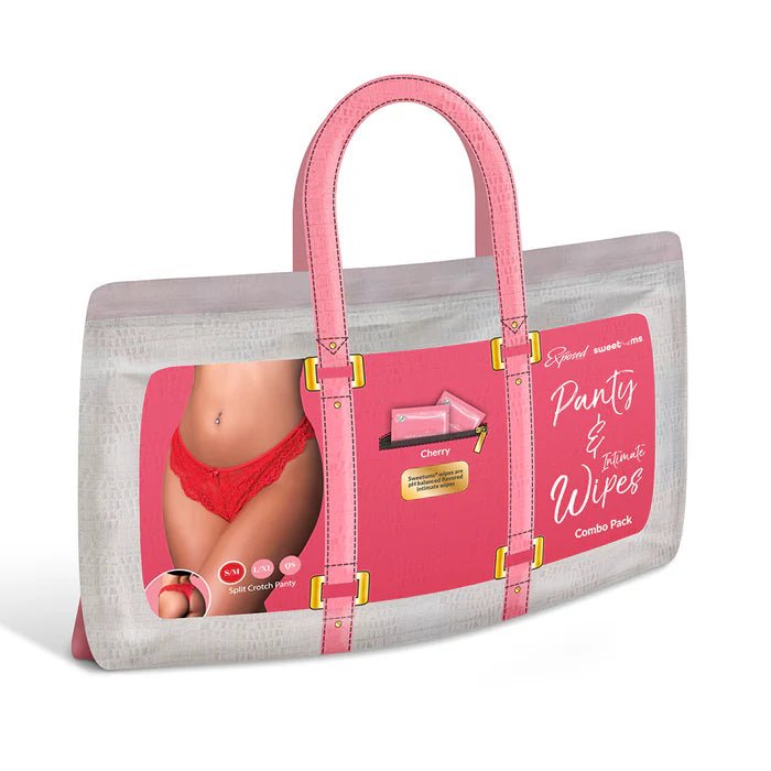 CB - X - Magic Silk Sweetums Red Lace Split Crotch Thong Underwear