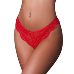 CB - X - Magic Silk Sweetums Red Lace Split Crotch Thong Underwear