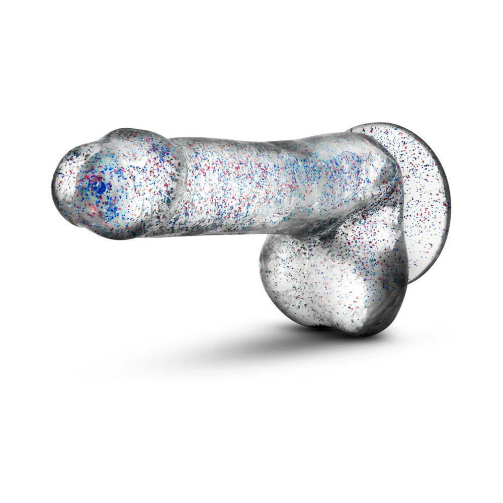 CB - X - Naturally Yours 6 inch Clear Sparkling Glitter Realistic Dildo with Balls