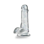 CB - X - Naturally Yours 6 inch Clear Sparkling Glitter Realistic Dildo with Balls